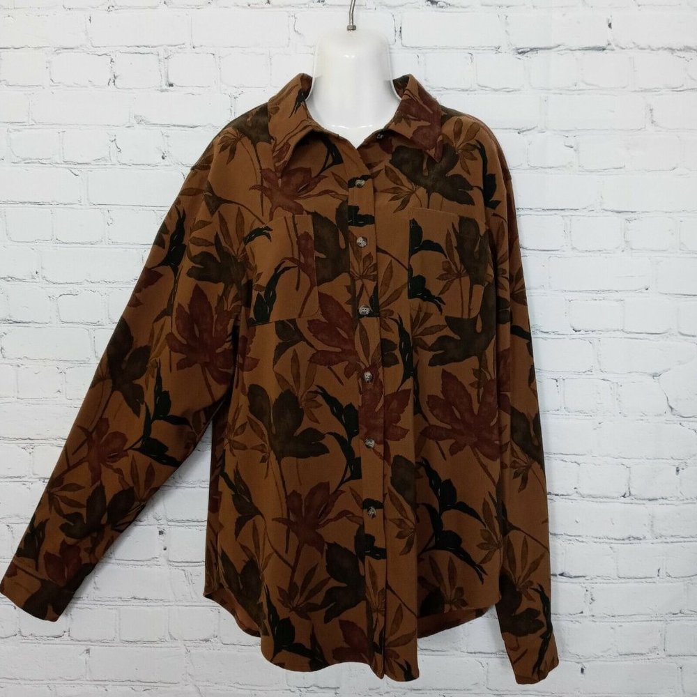 Stonebridge Floral Button Up Shirt Top Size Large